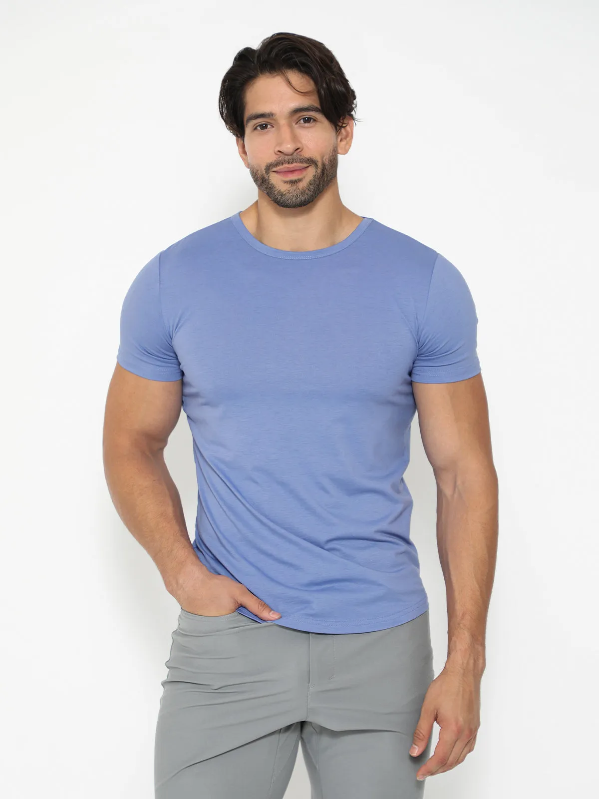 All Day Elite Curve-Hem Tee Short Sleeve Morning Air