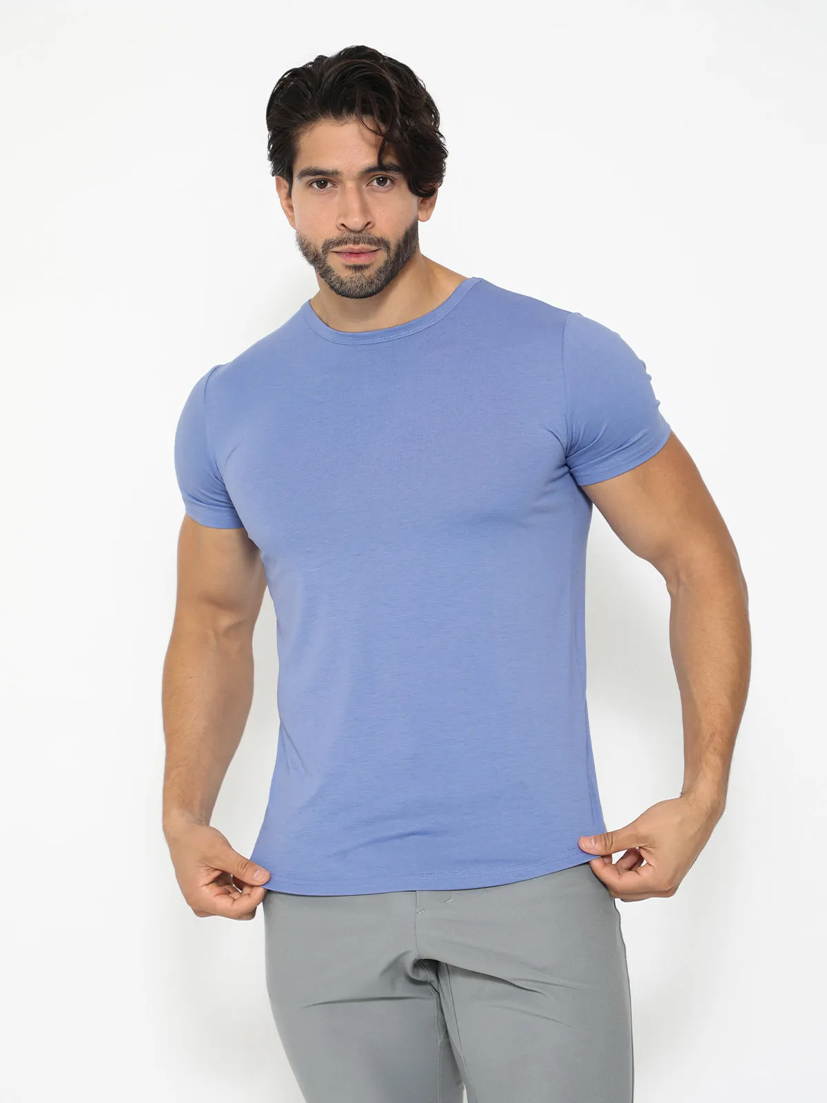 All Day Elite Curve-Hem Tee Short Sleeve Morning Air