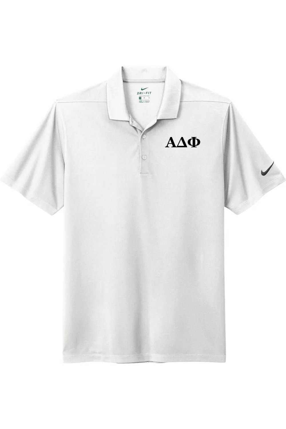 Alpha Delta Phi - Nike Dri Fit Micro Pique 2.0 Polo - Black Embroidered Letters