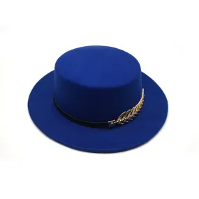 Années 80 Chapeau Vintage Fedora Plume Dorée