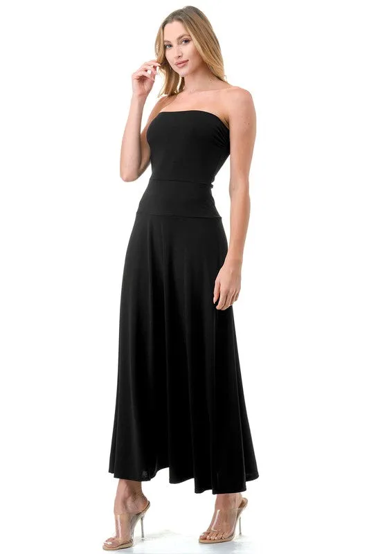 Ariella Tube Flare Maxi Dress - Black