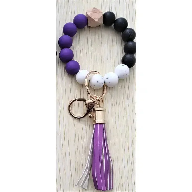 Bangle Keychain | Silicone Wristlet Key Ring | Bead Bracelet