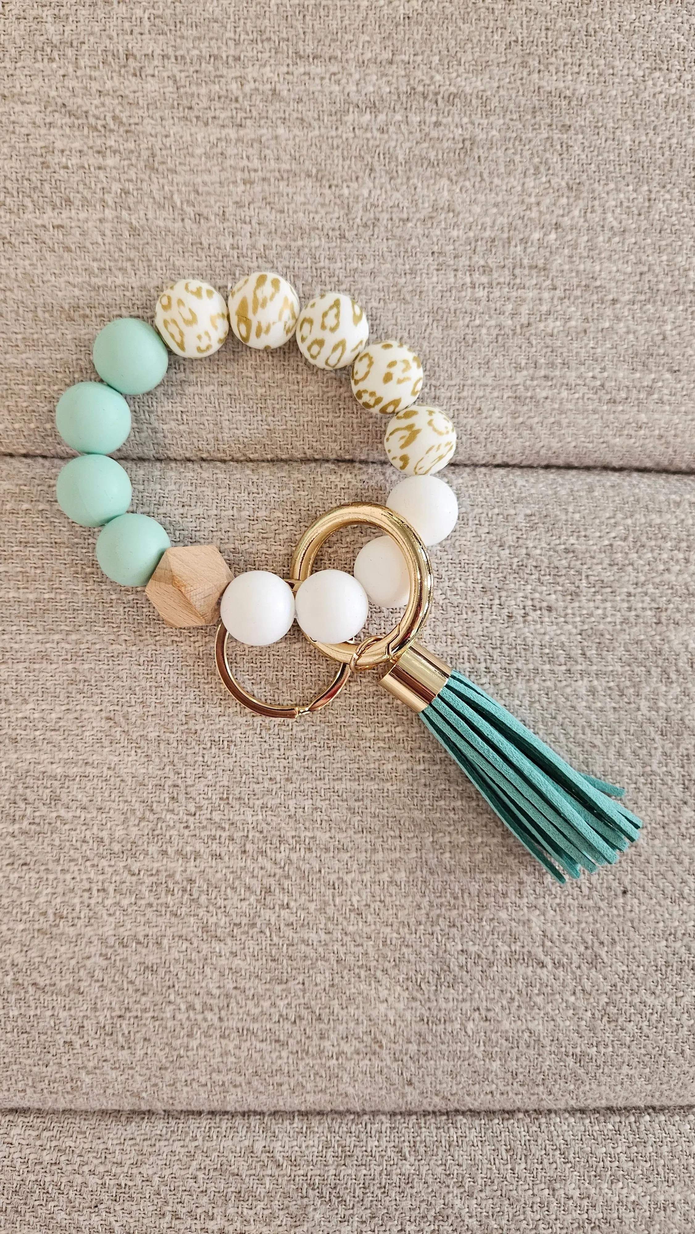 Bangle Keychain | Silicone Wristlet Key Ring | Bead Bracelet