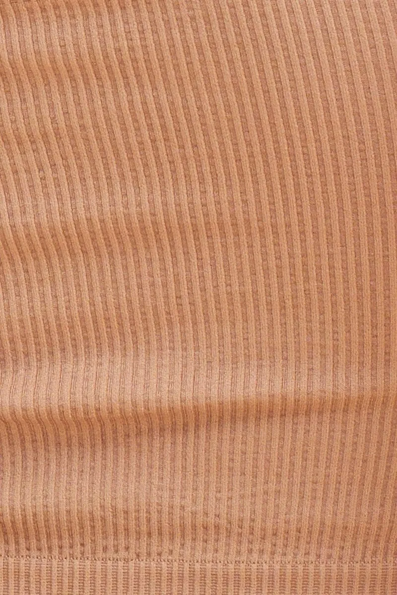 Beige Seamless Bandeau Crop Rib