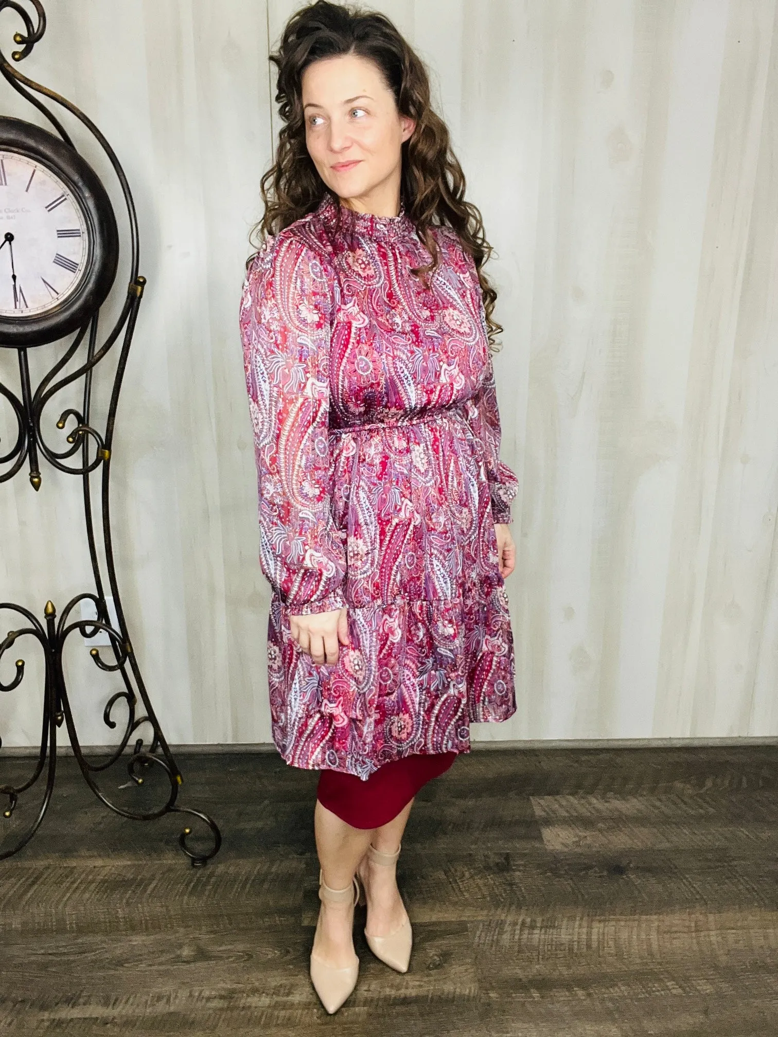 Burgundy Paisley & Shine Tunic/Dress