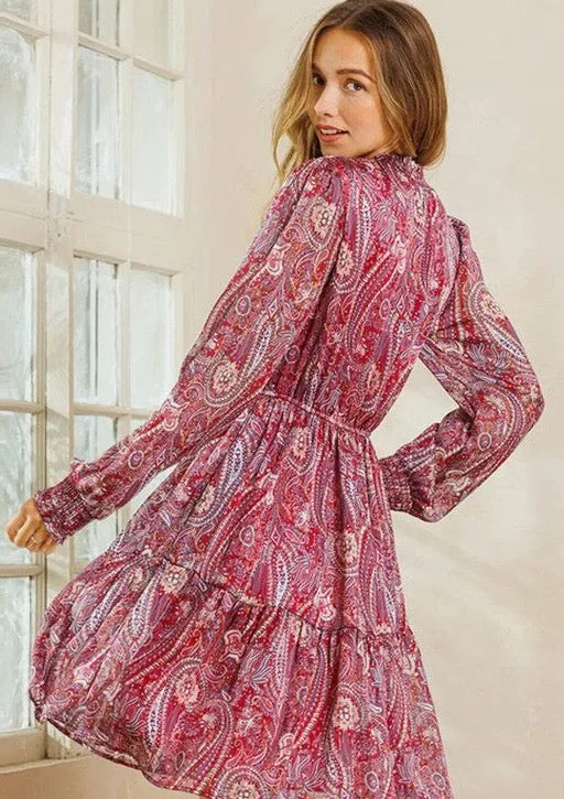 Burgundy Paisley & Shine Tunic/Dress