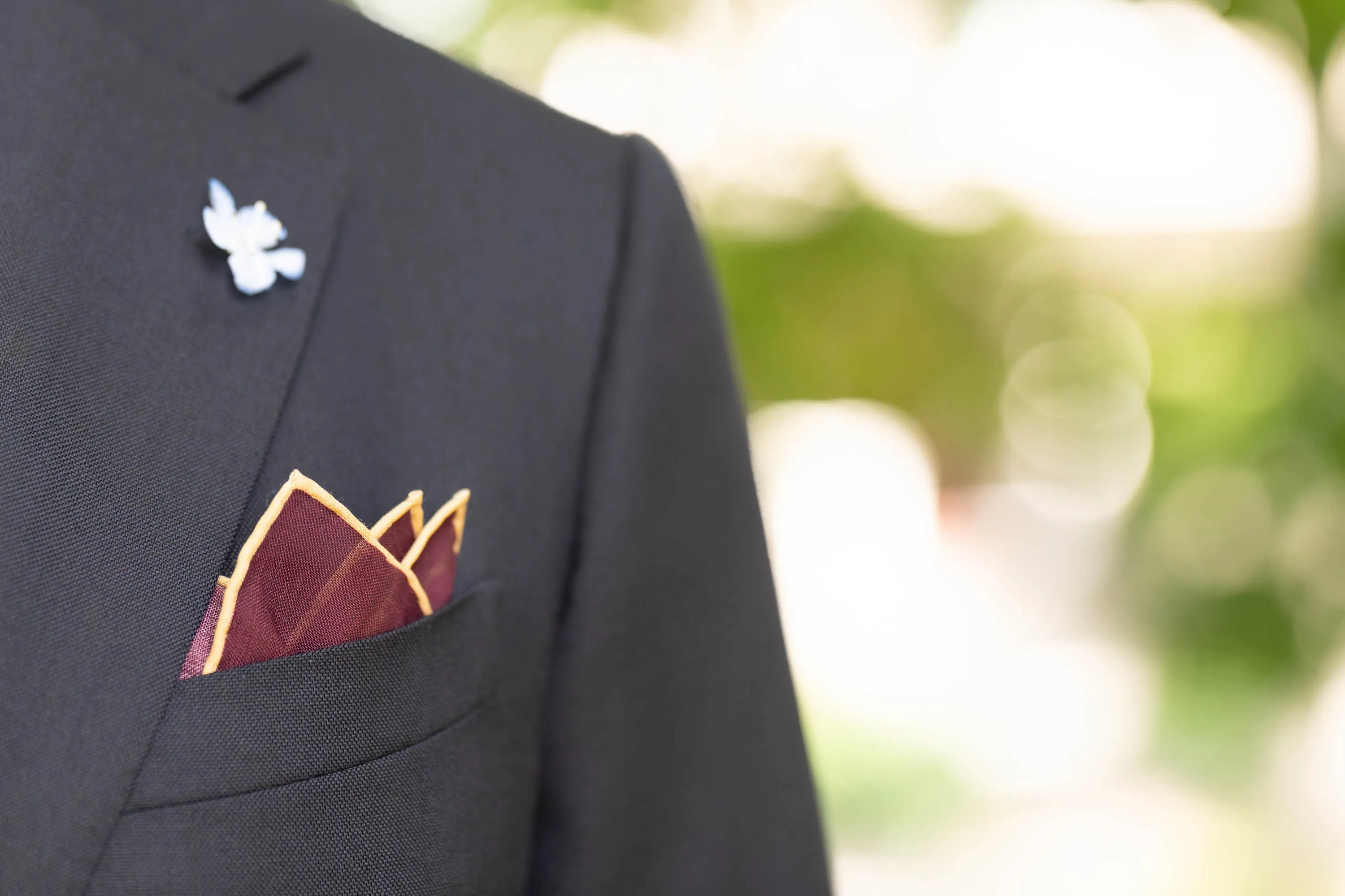 Burgundy Paisley Silk Wool Pocket Square