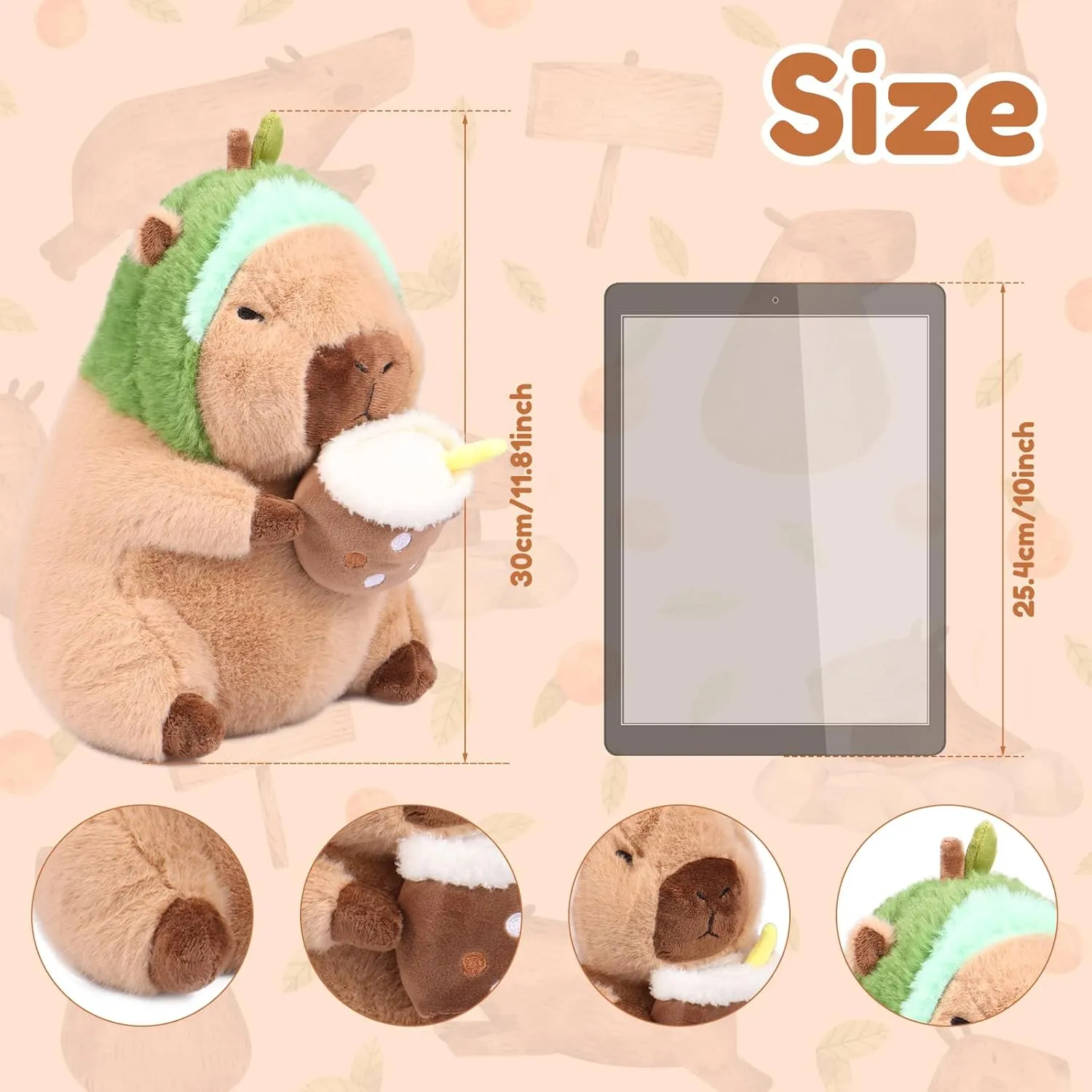 Capybara Wearing Avocado Hat Plush Toy