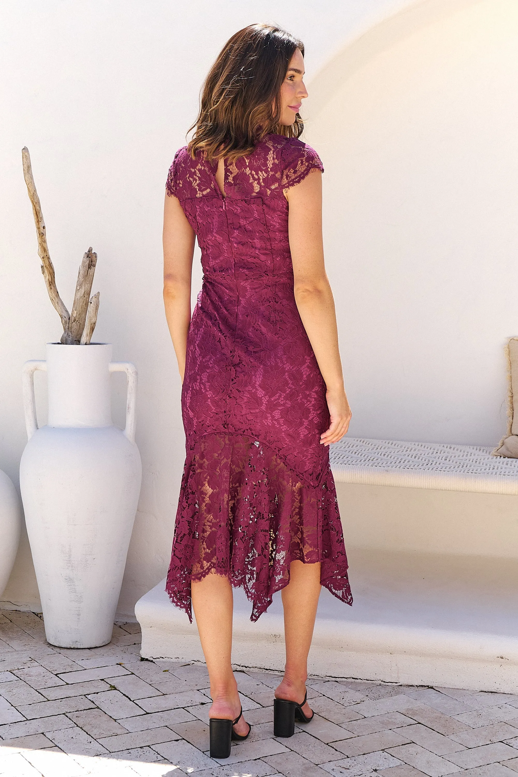 Constance Plum Lace Evening Dress