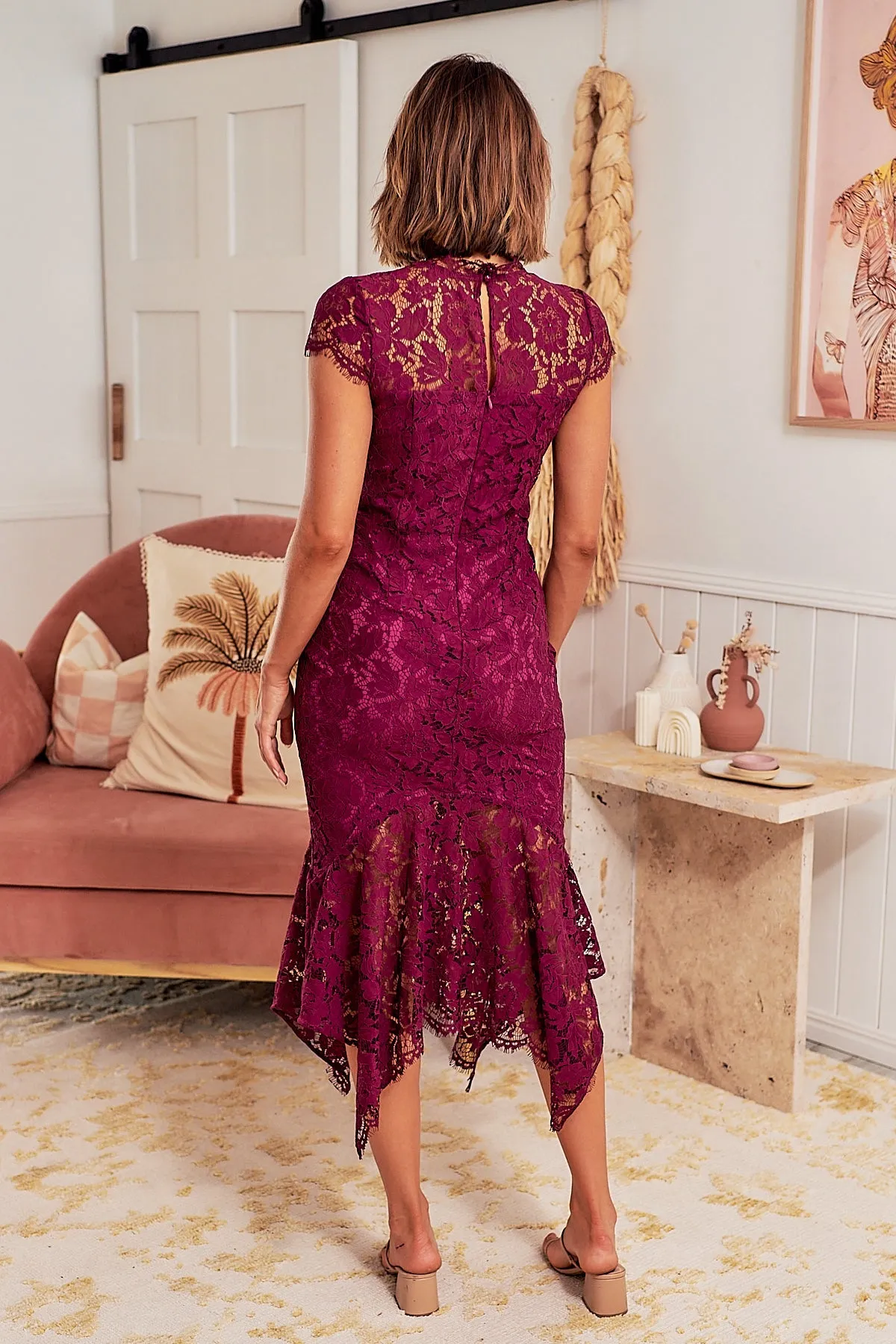 Constance Plum Lace Evening Dress