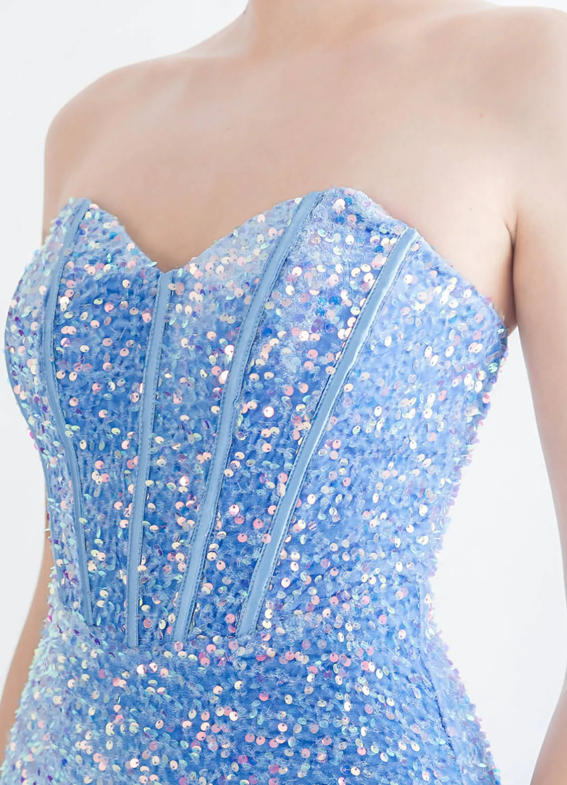 Cornflower Blue Sweetheart Strapless Luxury Sequin Mermaid Formal Gown