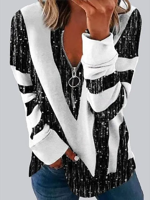 Cozy Color Block Women's Zip Up Sweatshirt