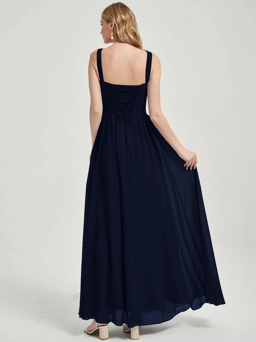 Dark Navy  Sweetheart Strapless Chiffon Maternity Bridesmaid Dress