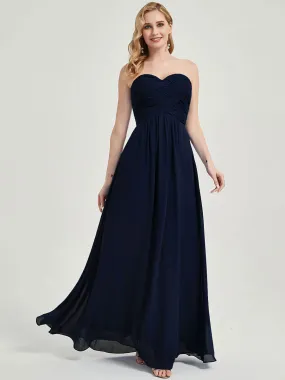 Dark Navy  Sweetheart Strapless Chiffon Maternity Bridesmaid Dress