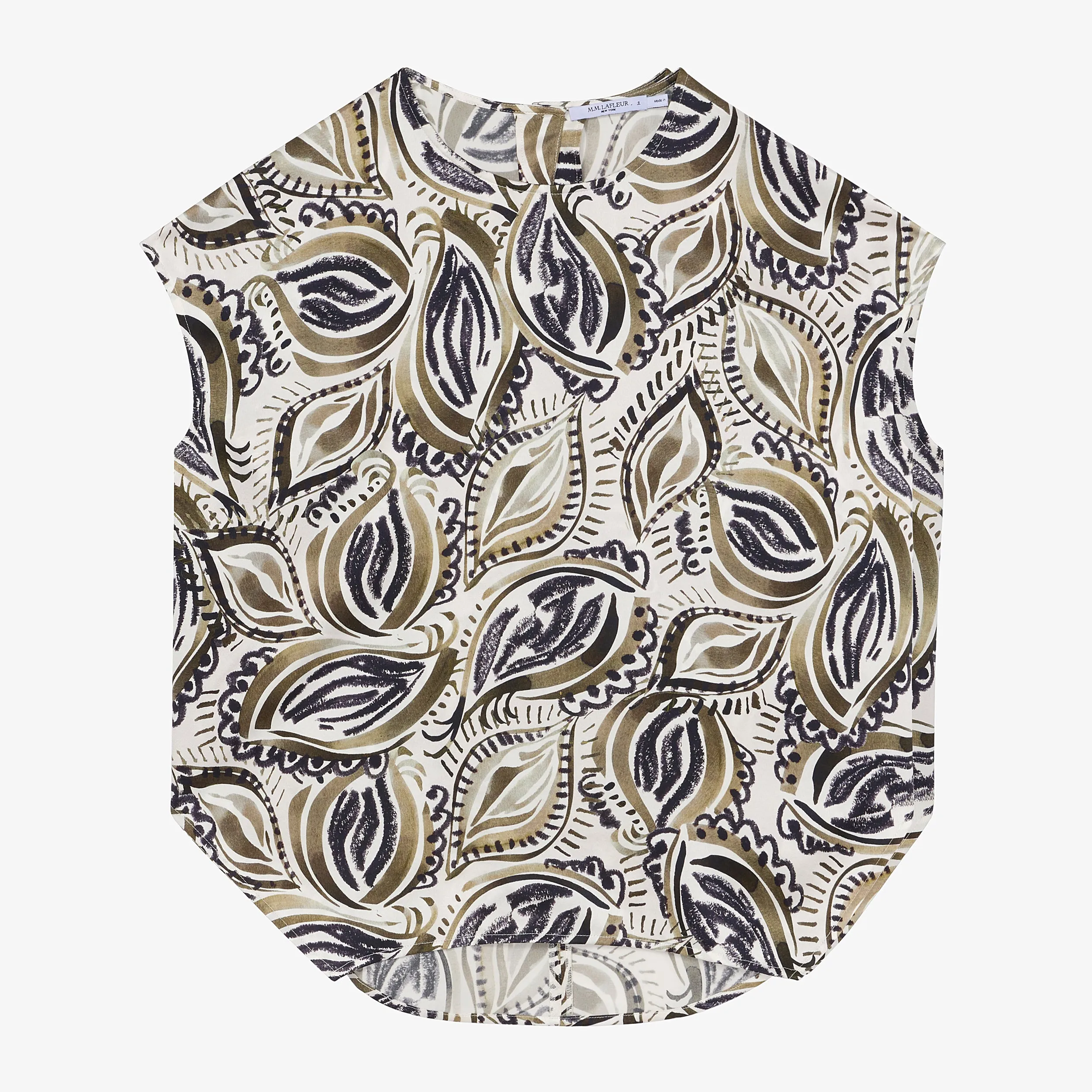 Didion Top - Washable Silk Charmeuse :: Brushstroke Paisley