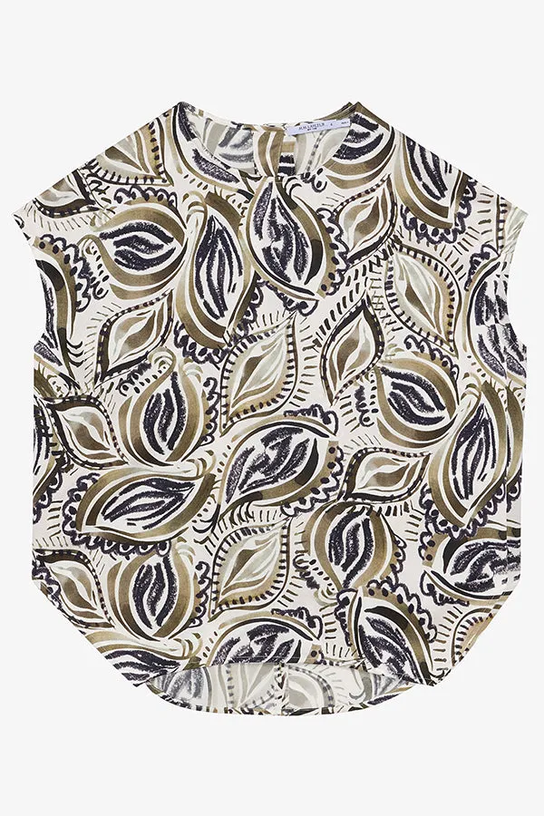 Didion Top - Washable Silk Charmeuse :: Brushstroke Paisley