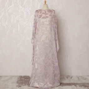 Elegant Lavender Pink Paisley French Silk Chiffon Fabric with Metallic Lurex, 140 cm Width-D19696