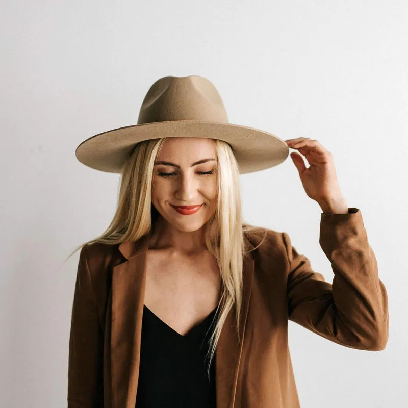 Emma Wide Brim Fedora, Tan | Gigi Pip