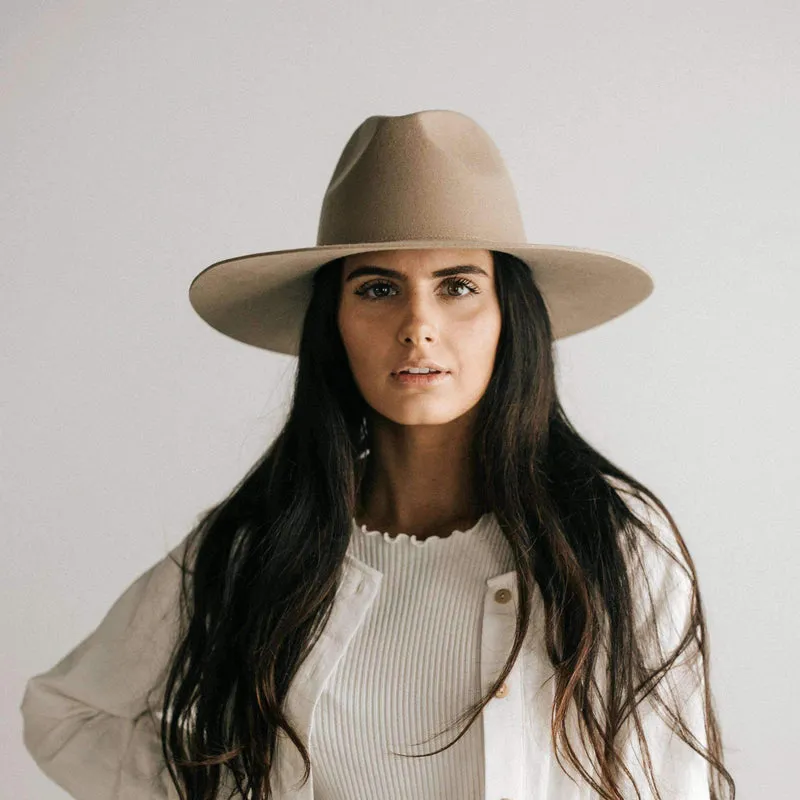 Emma Wide Brim Fedora, Tan | Gigi Pip