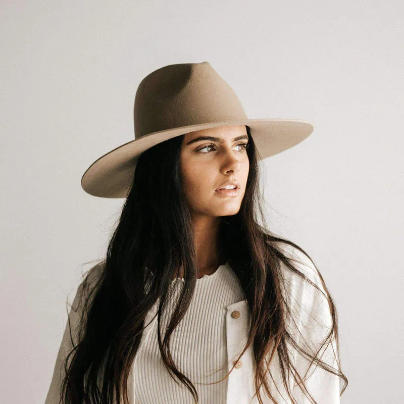 Emma Wide Brim Fedora, Tan | Gigi Pip