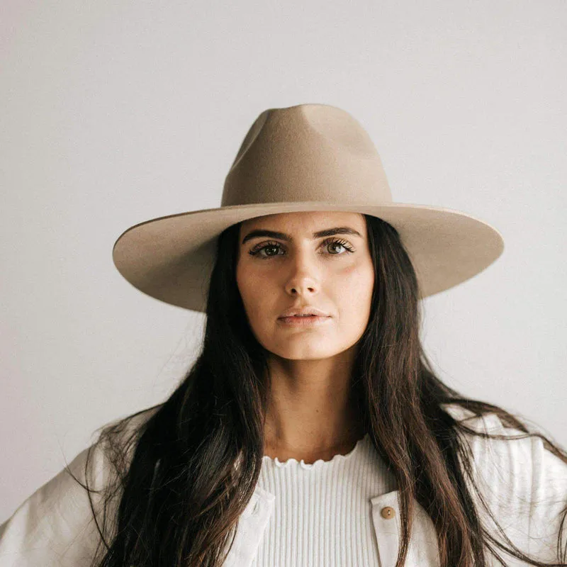 Emma Wide Brim Fedora, Tan | Gigi Pip