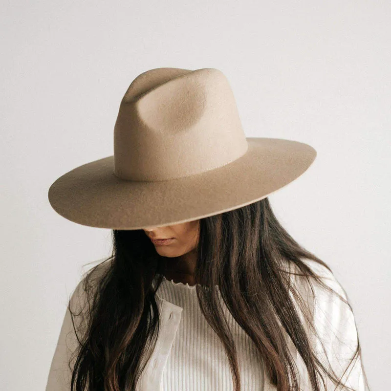 Emma Wide Brim Fedora, Tan | Gigi Pip