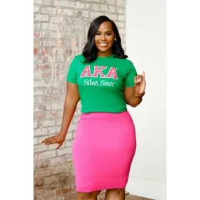 Green AKA Silver Soror Chenille Tee