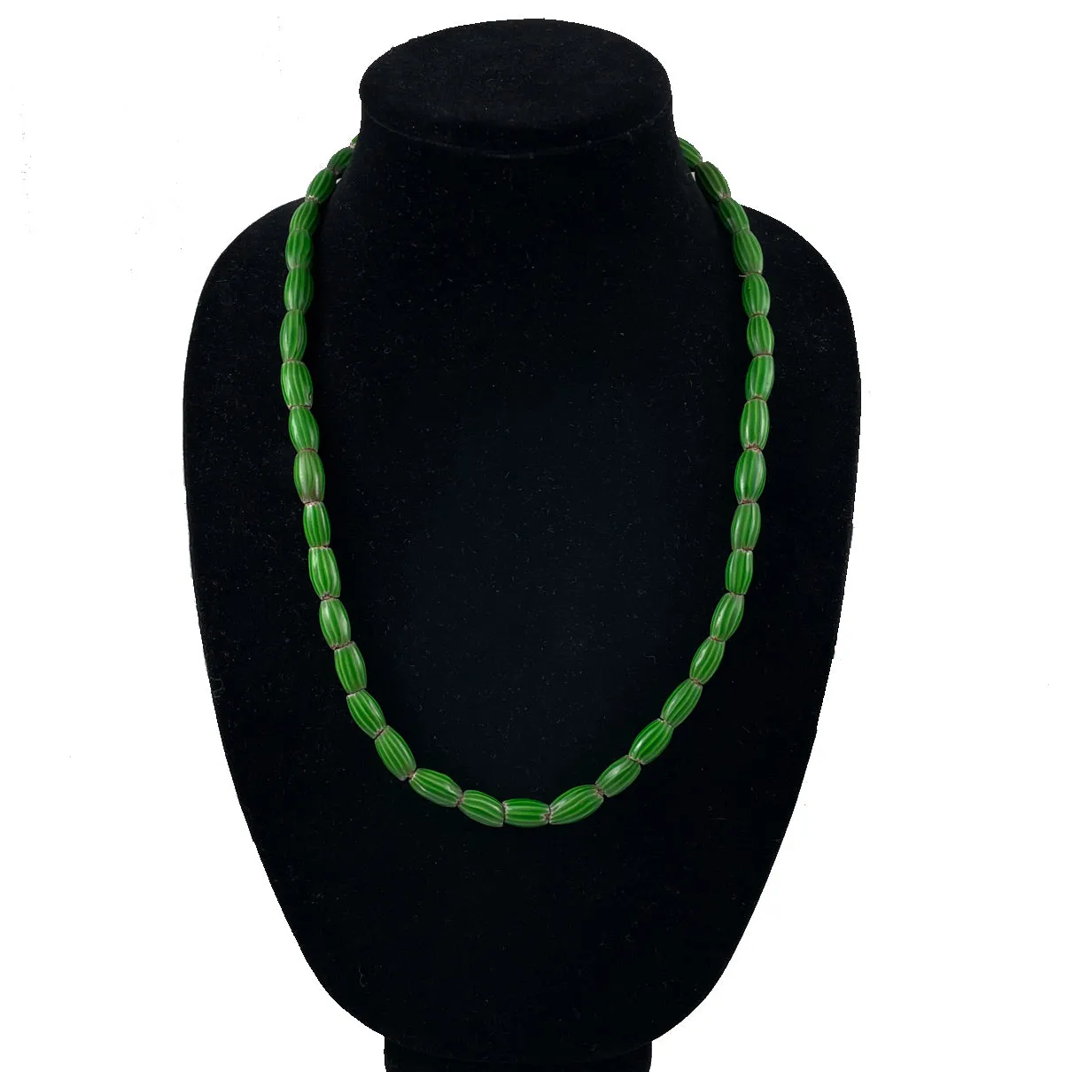 Green Watermelon African Trade Beads Necklace Venetian