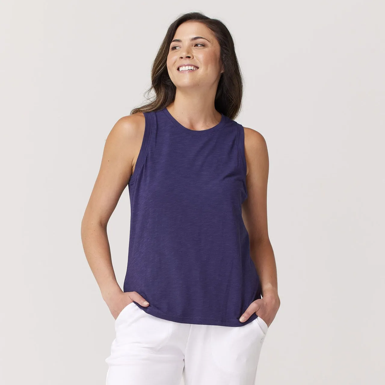 Krimson Klover Cora Tank | White   Indigo   Flamingo