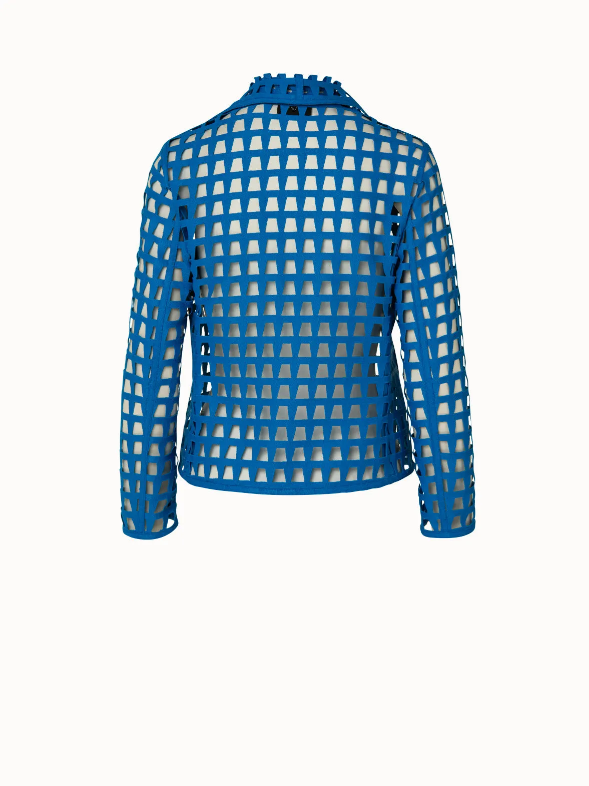 Kurze Jacke in Trapezoid Grid Stickerei