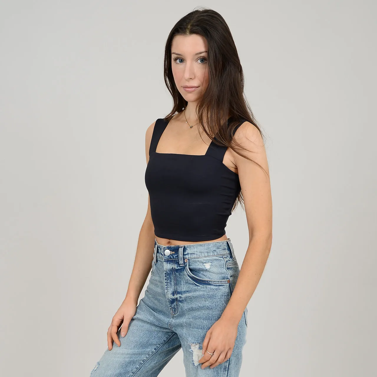 Lola's Room Square Neck Cropped Tank Top