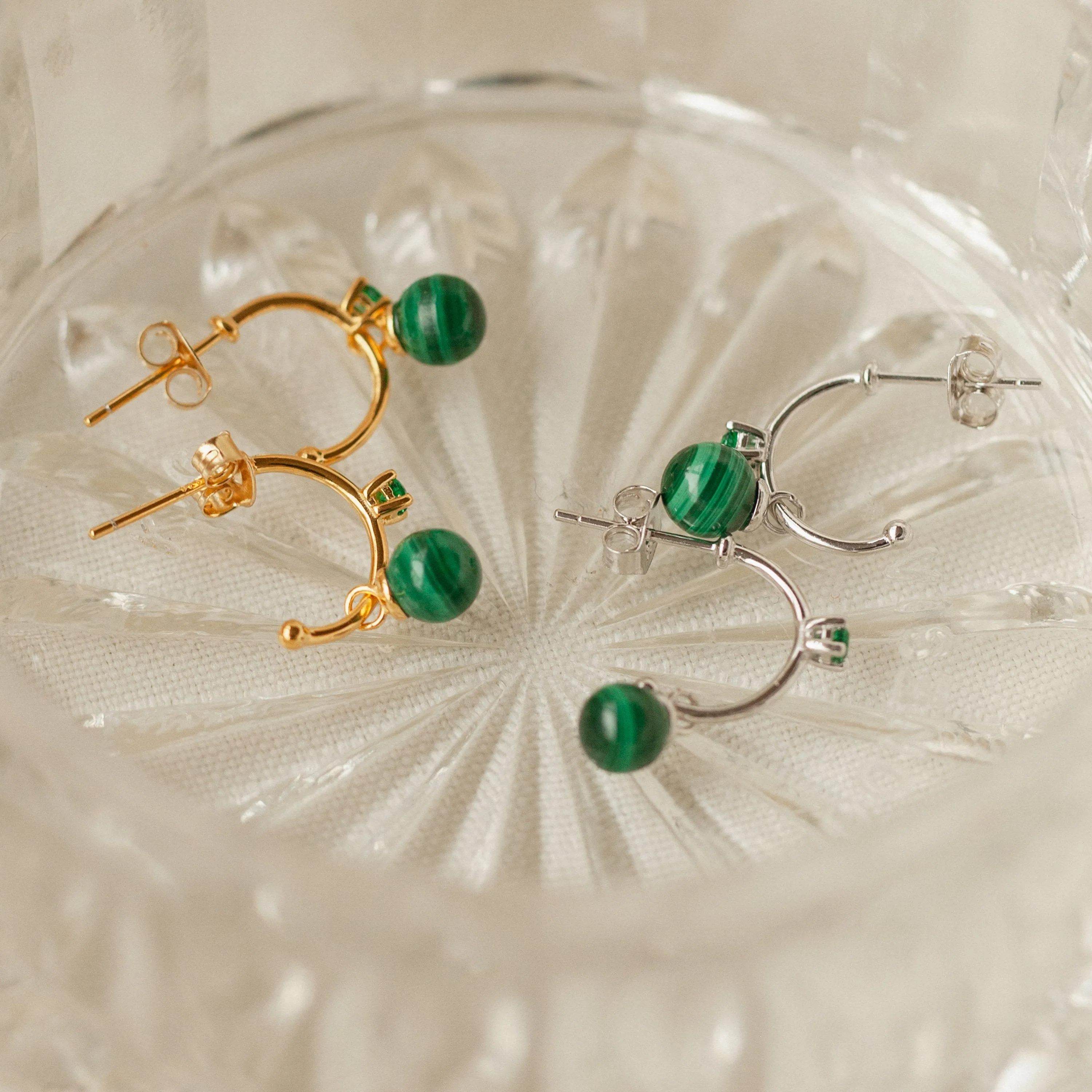 Malachite Drop Hoops