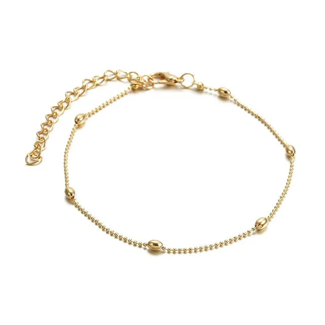 NewBohemia Beach Barefoot Sandals Anklet Chain Gold Leaf pendant Foot Bracelet Fashion Jewelry for Women Ankle Wholesale