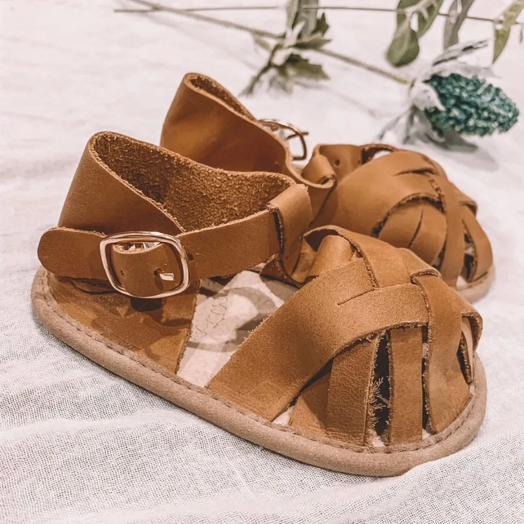 Nutmeg Wax Leather Baby Sandal