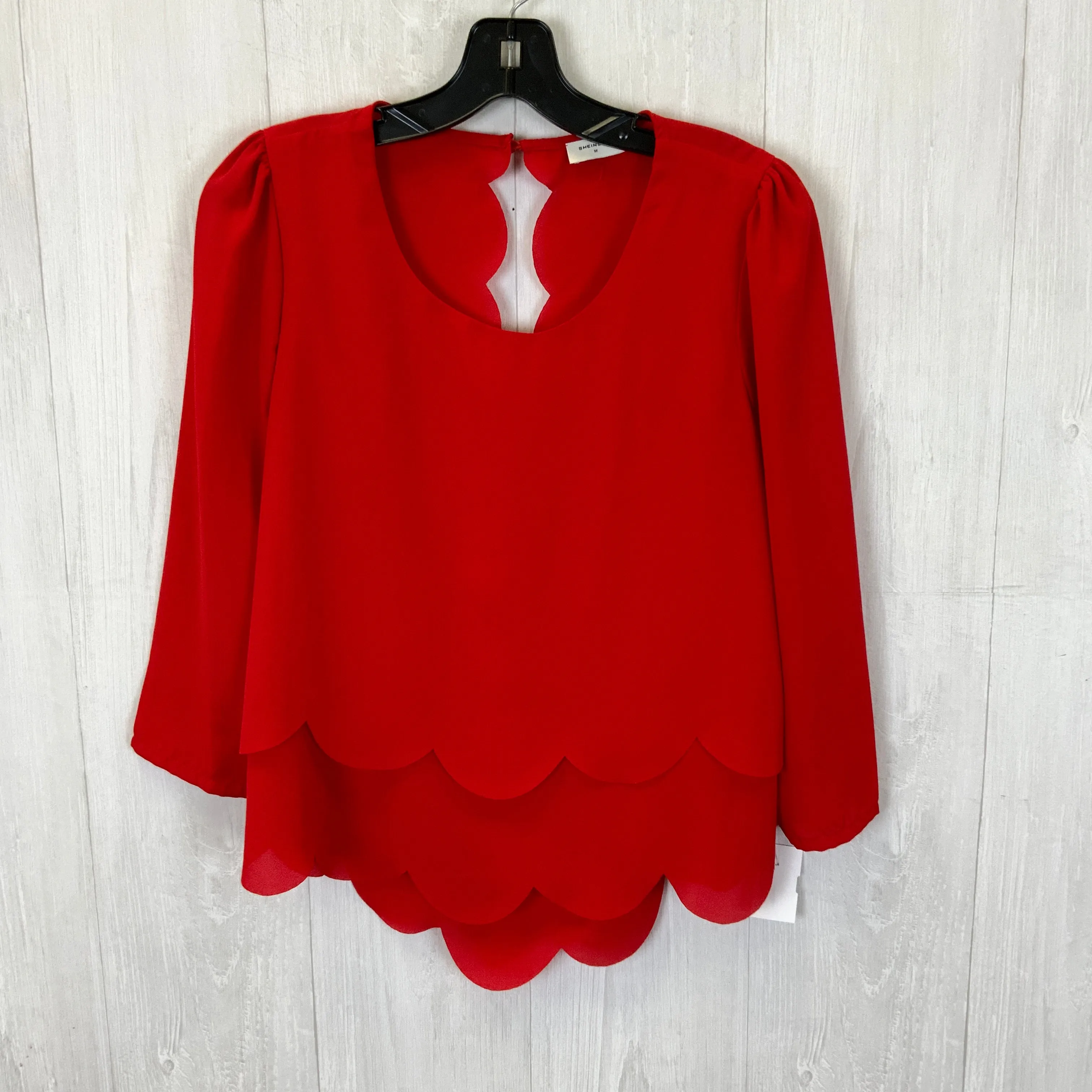 Red Blouse 3/4 Sleeve Clothes Mentor, Size M