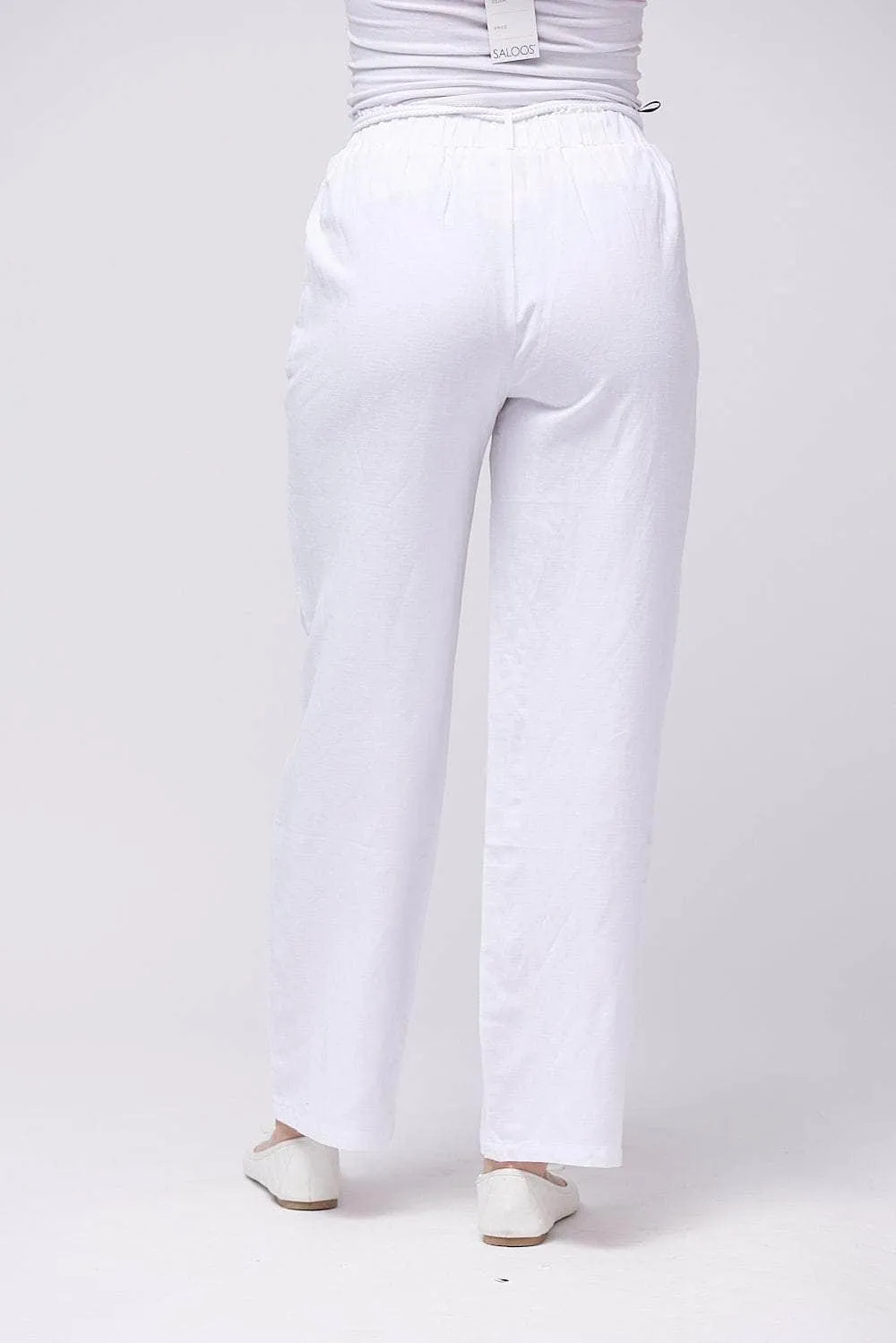 Saloos Linen Blend Trousers with Pockets & Rope Belt