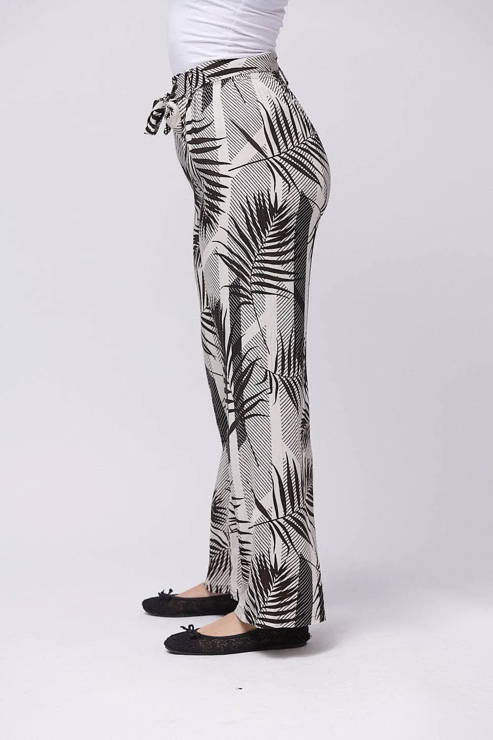 Saloos Palm Leaf Print Trousers with Belt