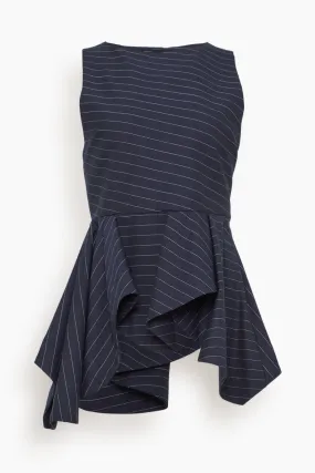 Sleeveless Peplum Top in Navy