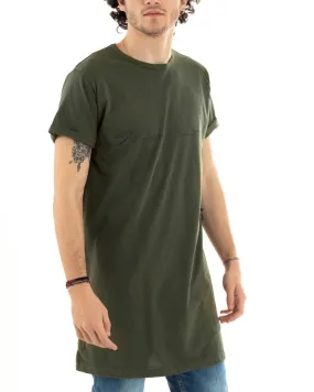 T-Shirt Uomo Due Colori Nera Verde Stampa Scritta Girocollo Manica Corta GIOSAL