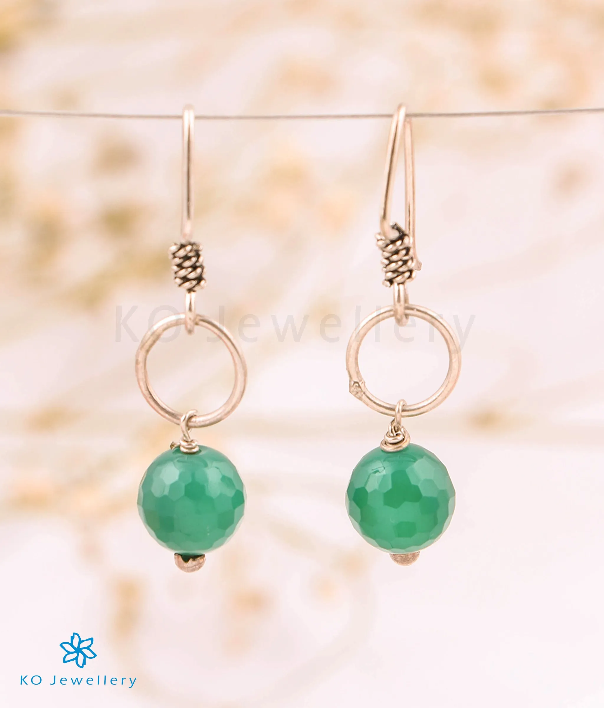 The Green Onyx Silver Gemstone Earring