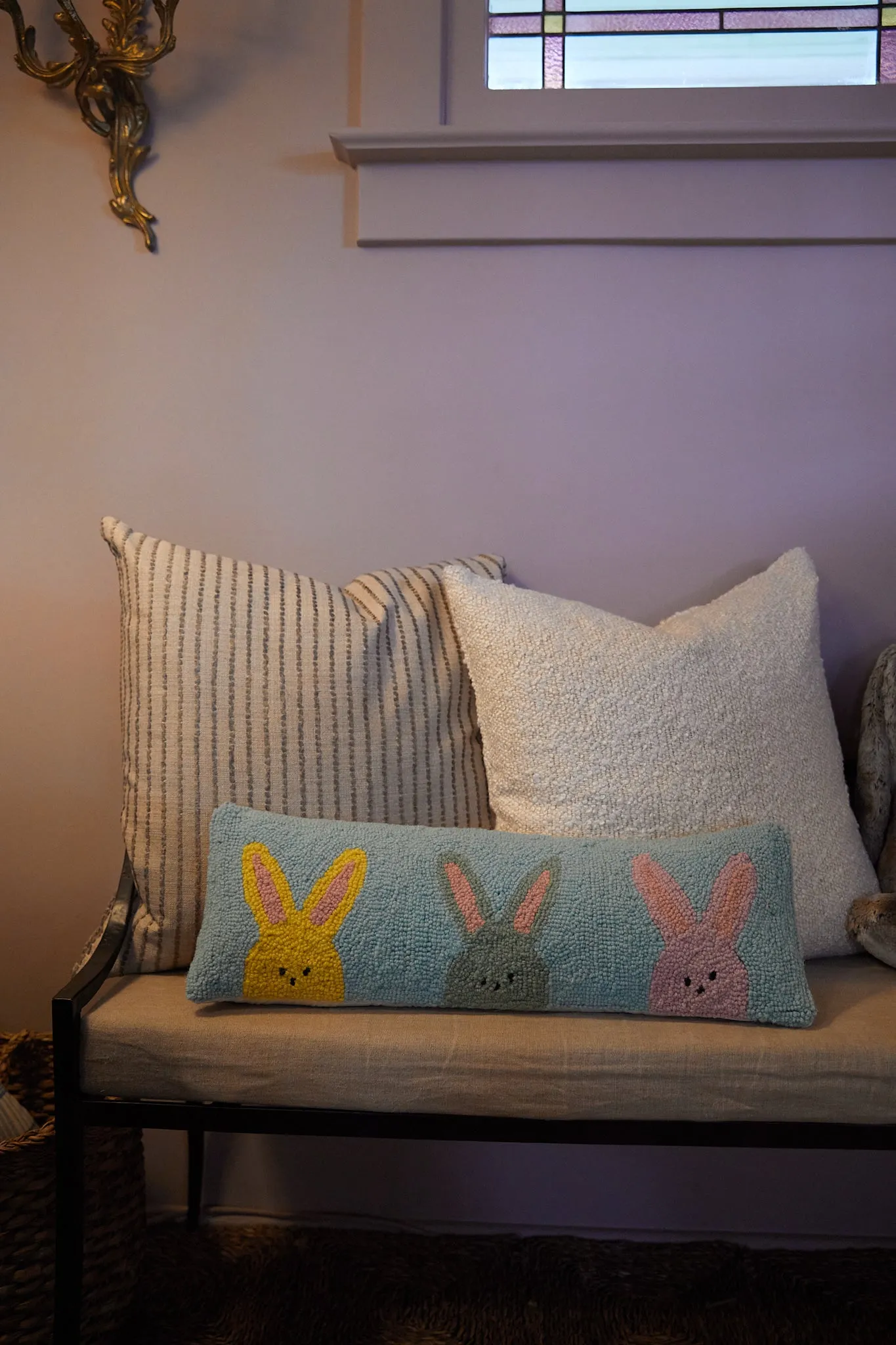 Three Bunny Peeps Hook Pillow