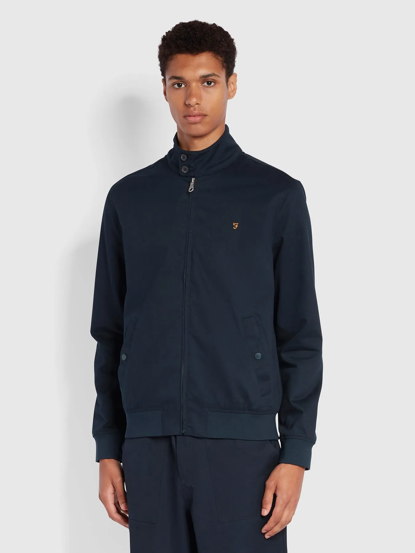 Waldorf Tall Fit Organic Cotton Harrington Jacket In True Navy