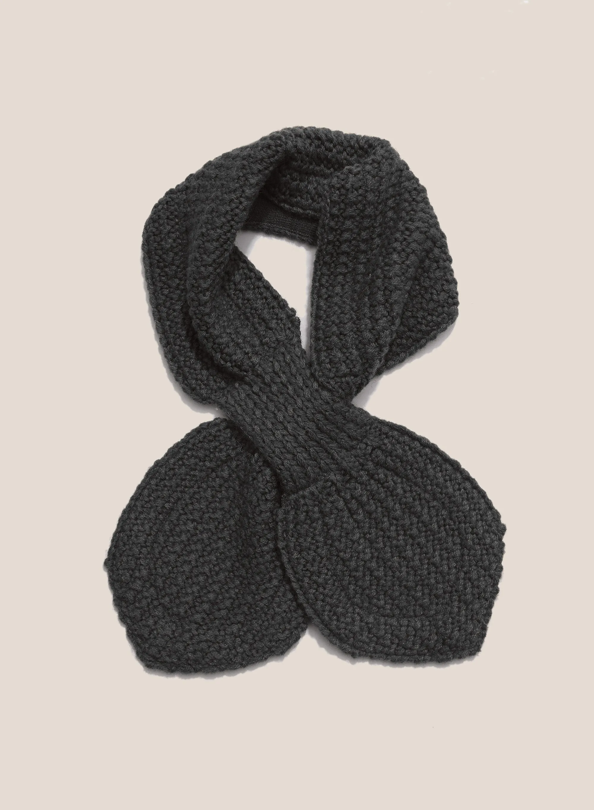 Wool Knitted Scarf in Dark Grey